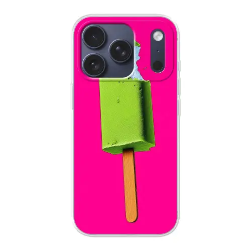 Ijsje - Stokje - Minimalistisch - Groen Telefoonhoesje iPhone 17 Pro klein -3d