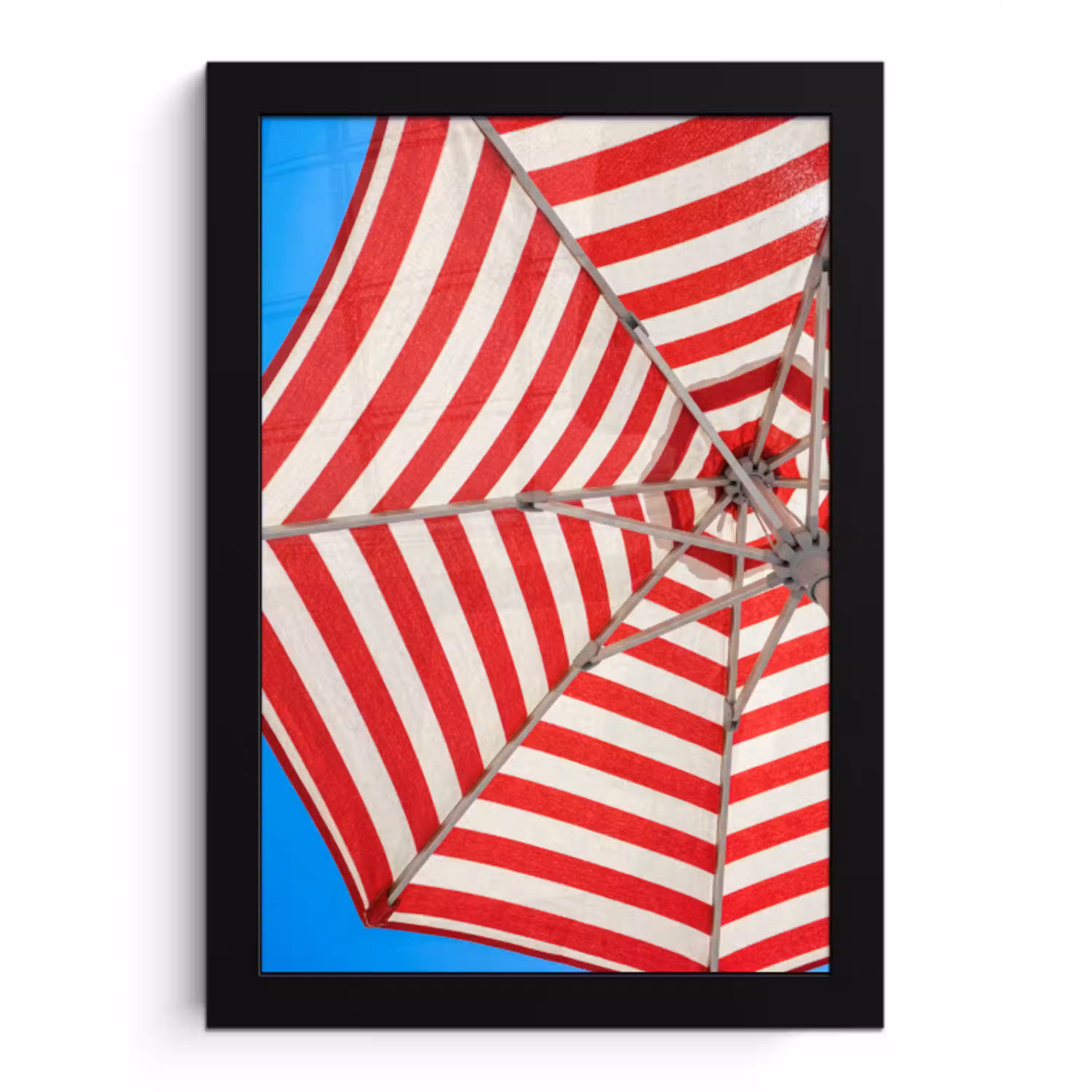 Parasol - Strepen - Zomer - Rood - Blauw fotolijst zwart zonder passe partout klein -3d