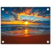 Zee - Zonsondergang - Strand - Wolken - Oranje tuinposter los doek klein -3d