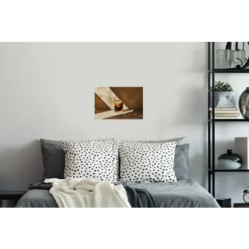 Glas - Ijskoffie - Schaduw - Bruin Muursticker klein -slaapkamer