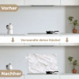 Marmer - Wit - Grijsgroen keuken achterwand spatscherm klein 900 -voor_na_DE