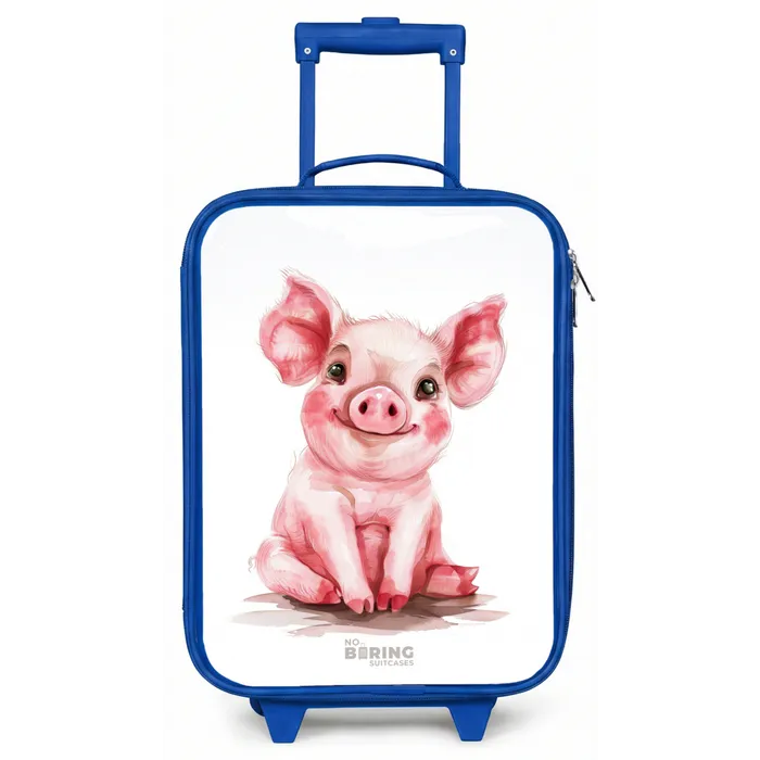 Roze baby varken Kinderkoffer - Blauw klein -zz3dotto