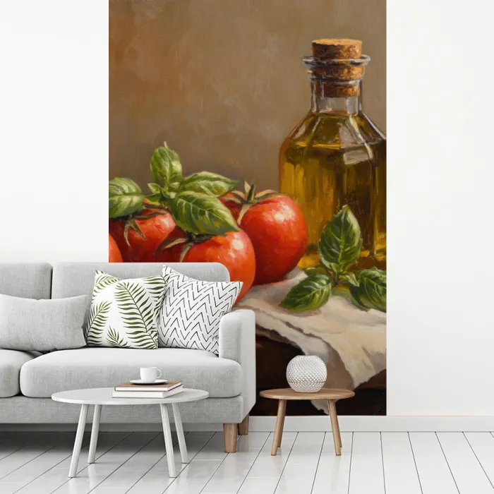 Tomaten - Olijfolie - Stilleven fotobehang vinyl groot -woonkamer