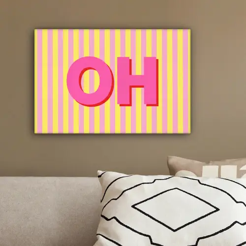 Tekst - Strepen - Roze canvas 2cm klein -sfeer3