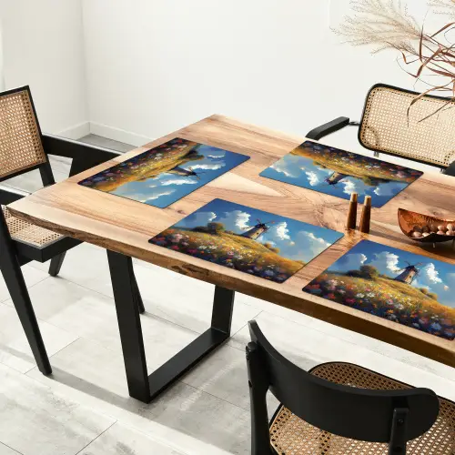 Windmolen - Heuvel - Bloemen - Kleurrijk Placemat vinyl groot -zzsfeer4_Kitchenyeah-website