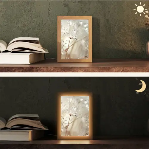 Natuur - Bloemen - Druppels - Regen Light Box met kabel (Tafellamp) klein -sfeer3