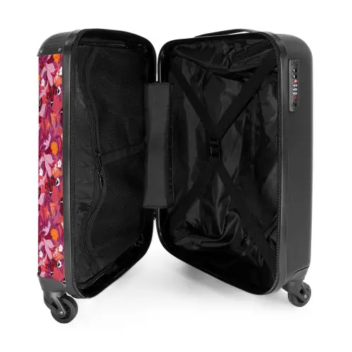 Tropisch vlinder patroon donker roze NBS - Handbagage koffer - Kinderen Unisex middel -binnenkant