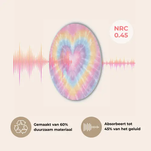 Hartvorm - Pastelkleuren - Tie Dye Akoestische PET Vilt - Rond klein -USP_NL