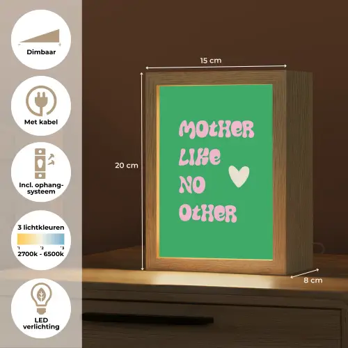 Tekst - Hartje - Moeder - Groen Light Box met kabel (Tafellamp) klein -USP_NL