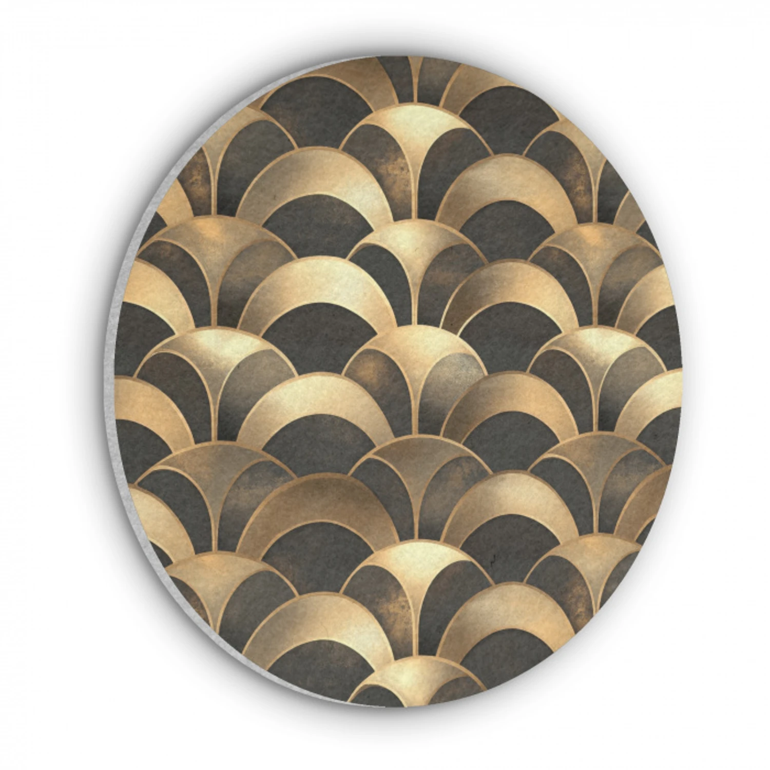 Schubben - Structuur - Goud Akoestische PET Vilt - Rond klein 838 -3d