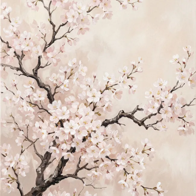Behang - Bloesem - Illustratie - Taupe