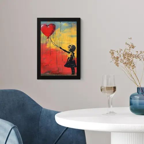 Banksy - Kunst - Graffiti - Meisje - Street art fotolijst zwart zonder passe partout klein -sfeer4