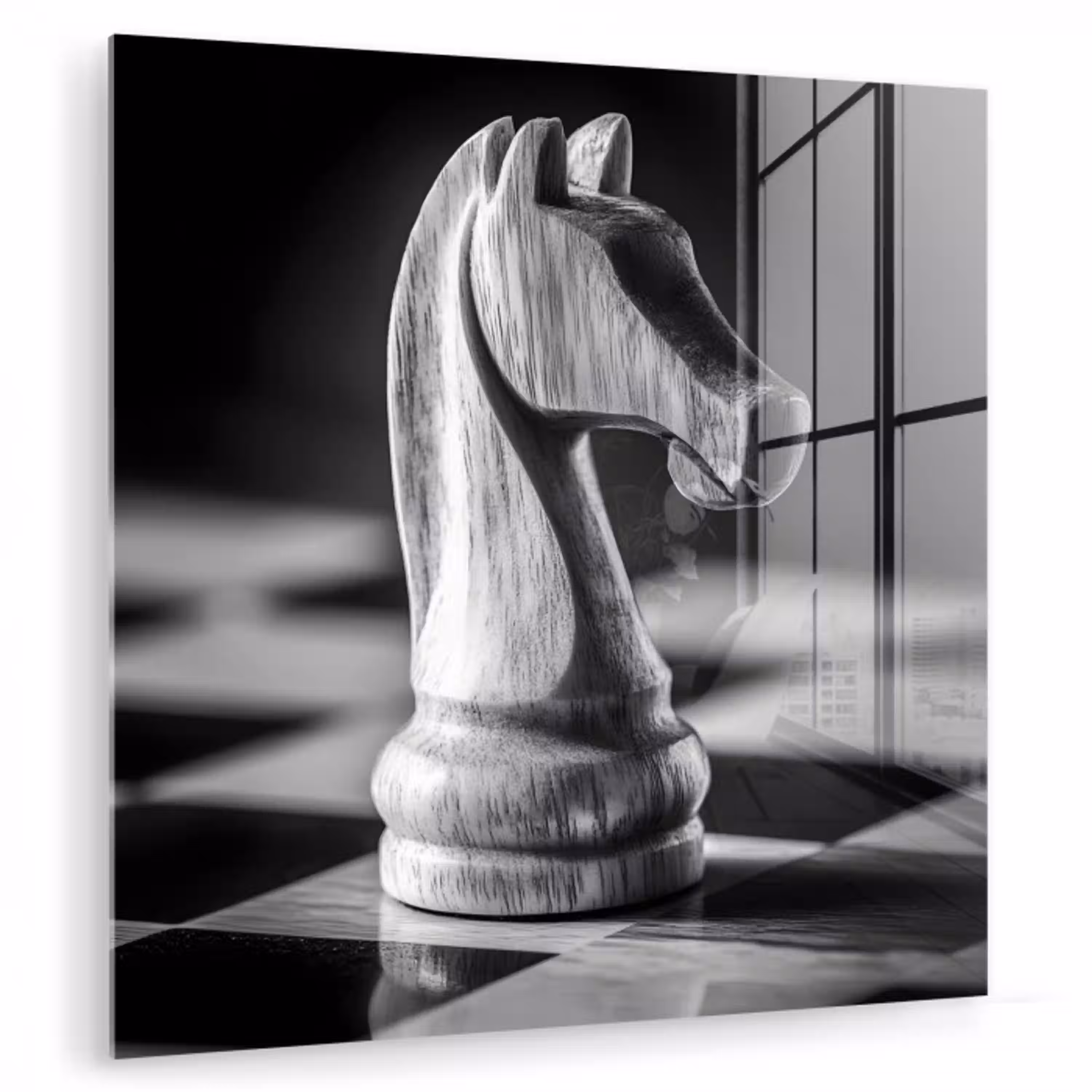 Paard - Hout - Schaalbord - Zwart plexiglas 5mm klein -zzzproduct_nieuw
