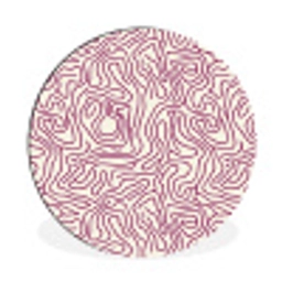 Kronkelende lijn - Magenta - Crème Wandcirkel aluminium klein 190 -3d