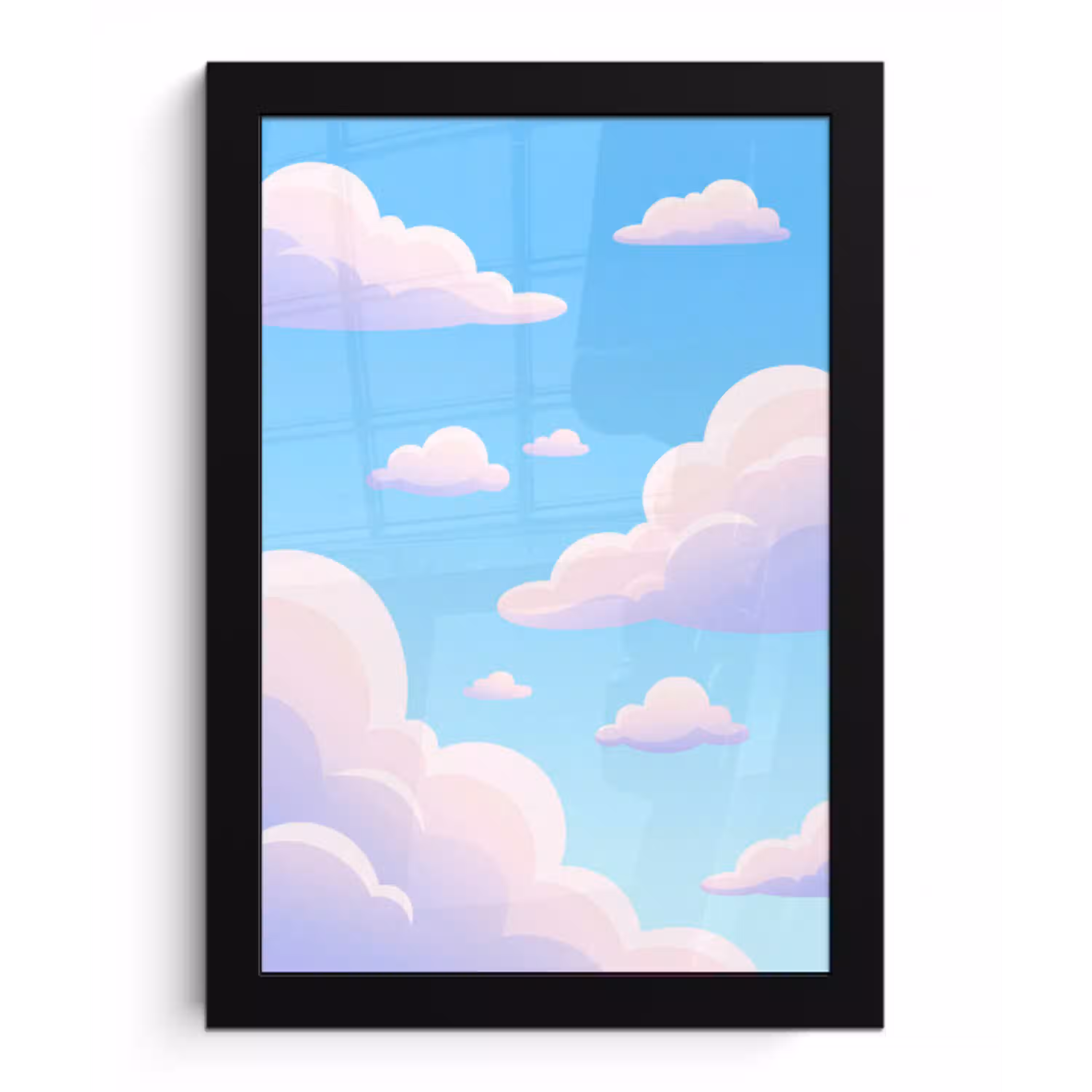 Wolken - Roze - Blauw - Natuur - Modern fotolijst zwart zonder passe partout klein -3d
