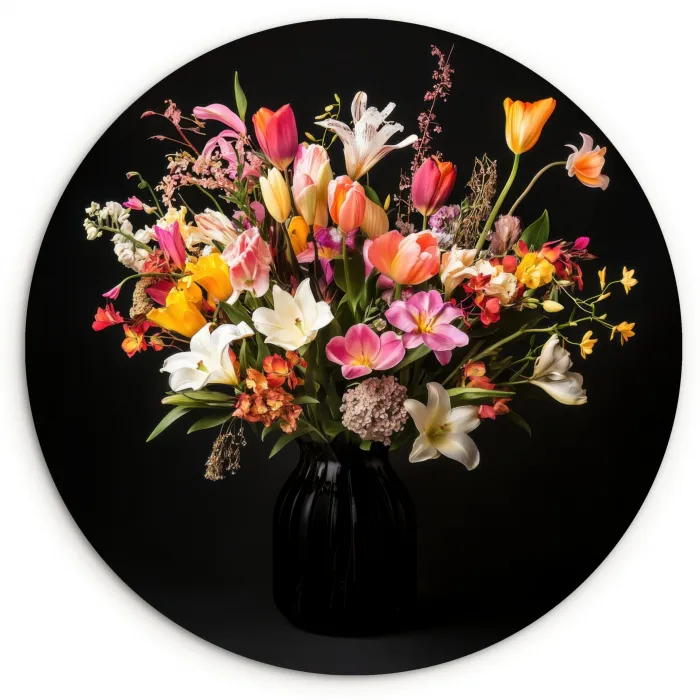 Vaas - Bloemen - Tulpen Wandcirkel kunststof plaat 5mm dik klein -3d