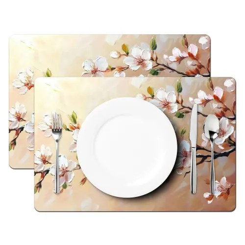 Bloesemtakken - Schilderachtig - Roze Placemat vinyl groot -zzsfeer2_Kitchenyeah-website
