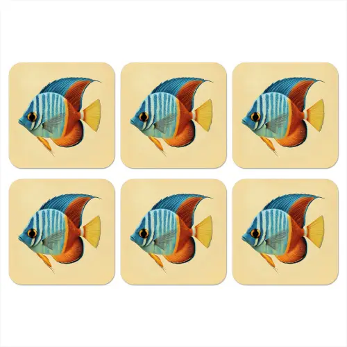 Vis - Vinnen - Blauw - Ogen onderzetter kurk middel -3d