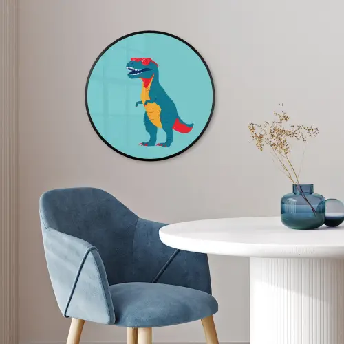 Dinosaurus - Blauw - Zonnebril Fotolijst rond zonder passe partout klein -sfeer2