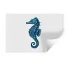 Zeepaardje - Staart - Blauw Muursticker klein -3d
