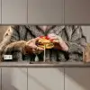 Vrouw - Hamburger - Bontjas keuken achterwand 2 middel zz_3dshopping