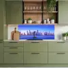 Skyline - Blauw - Wolkenkrabbers - Stad keuken achterwand 2 middel -sfeer3