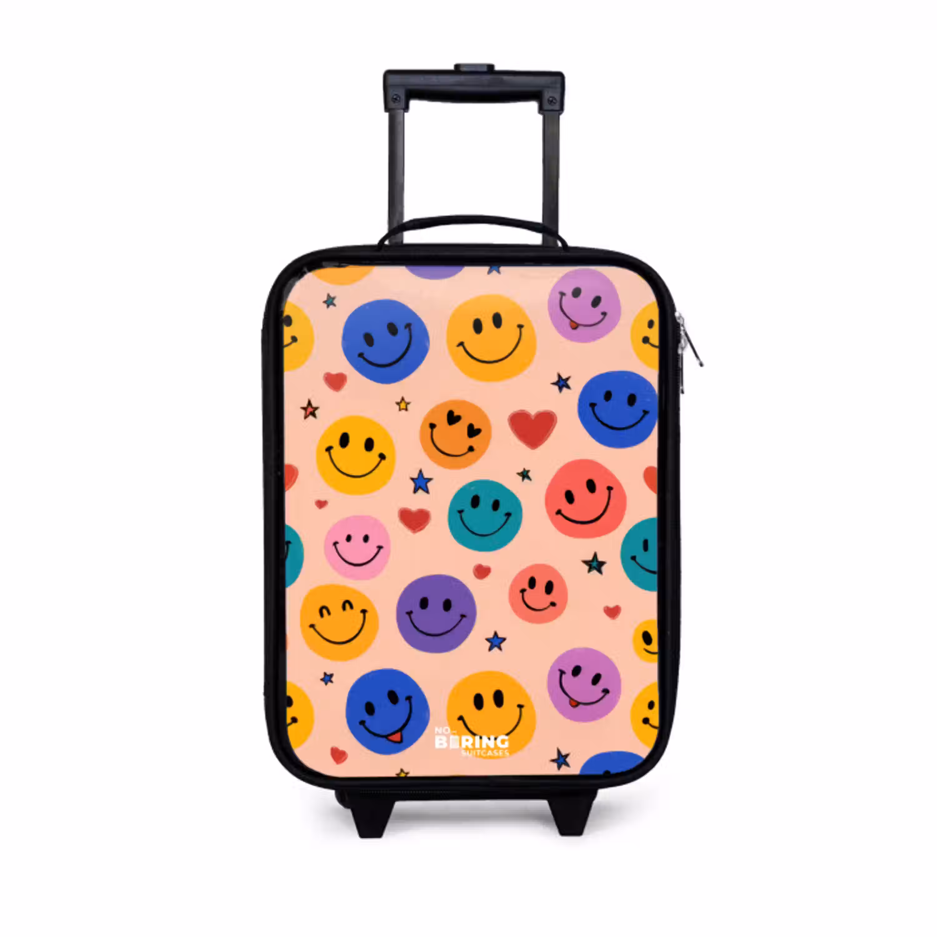 Vrolijk Smiley-patroon Kinderkoffer - Zwart klein -3d