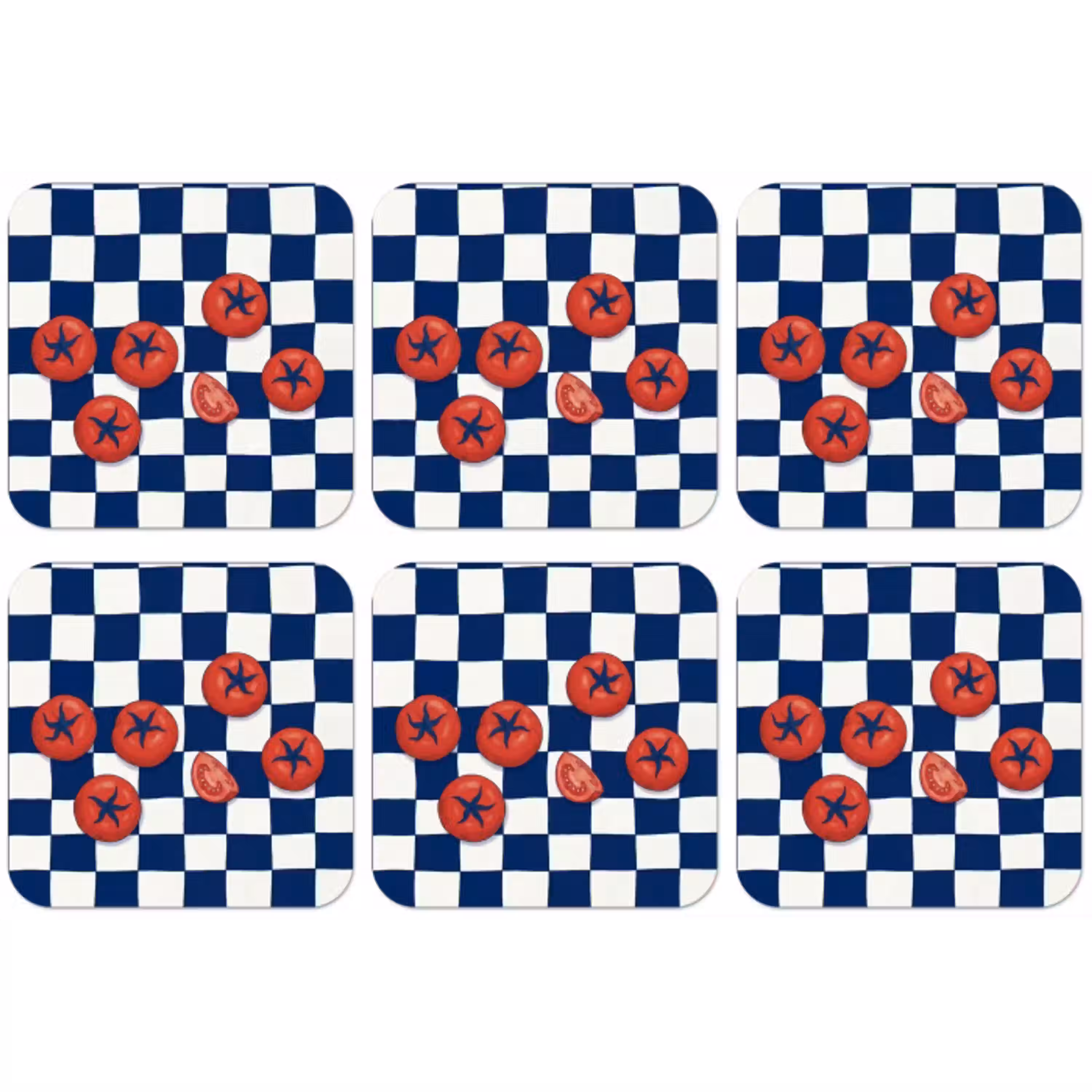 Eten - Tomaten - Keuken - Illustratie - Rood-Blauw onderzetter kurk middel -zkaufland3dotto