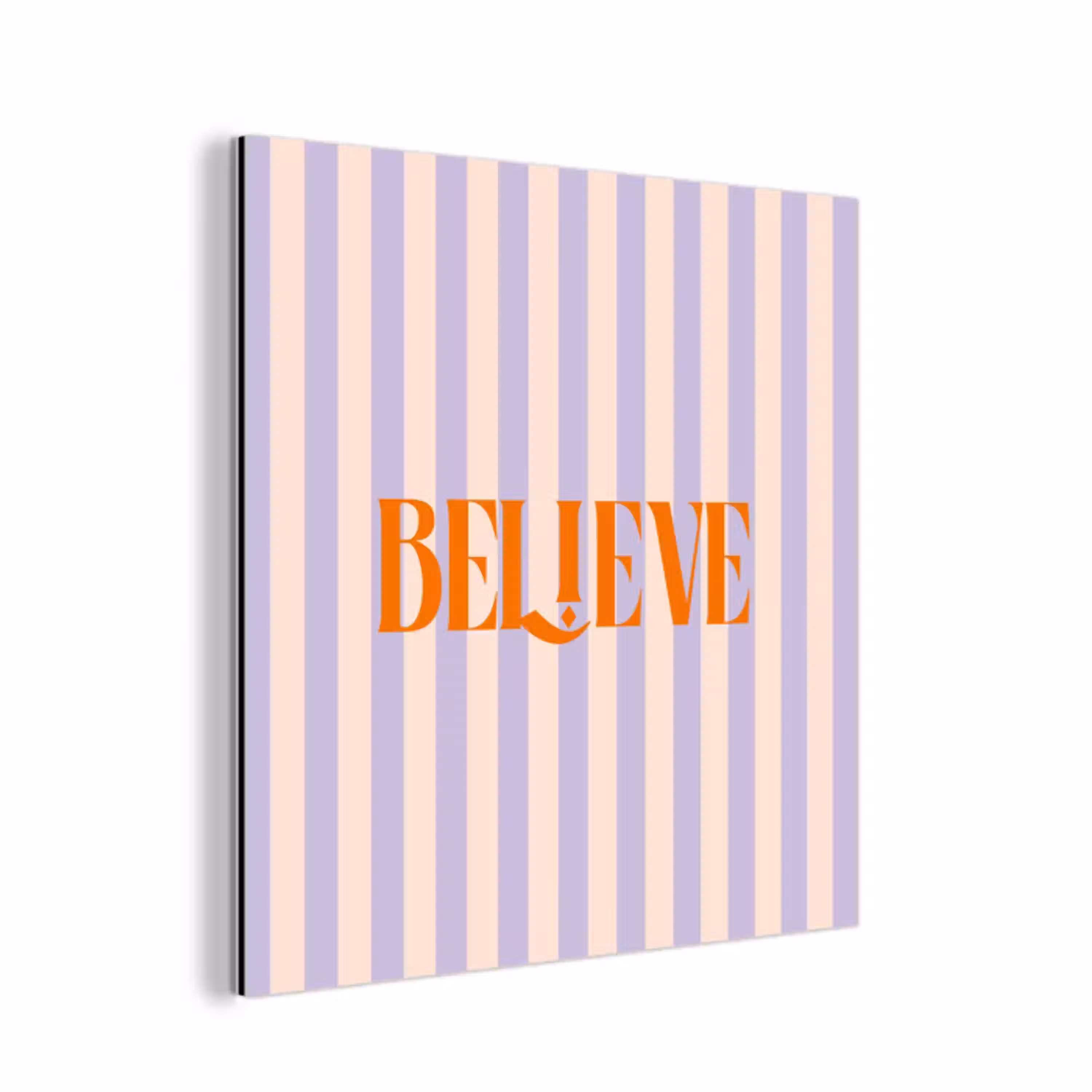 Lila - Oranje - Strepen - Believe aluminium wit klein -3d