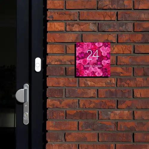 Roze rozen - Klassiek Naambord Vierkant klein -sfeer1-XS