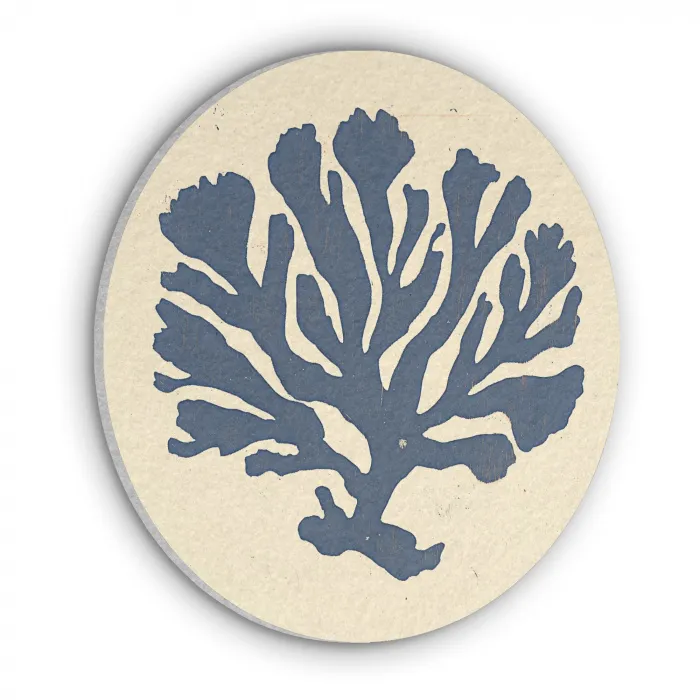 Blauw koraal - Vertakkingen - Beige Akoestische PET Vilt - Rond klein -3d