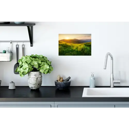 Gras - Heuvels - Zon - Natuur Muursticker klein -keuken