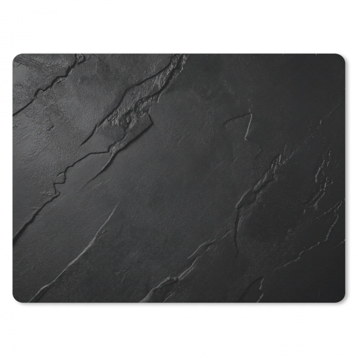 Zwart - Steen - Beton muismat rubber klein -3d