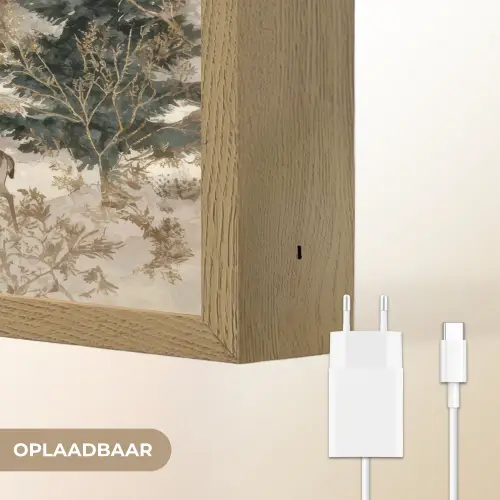 Bos - Herten - Winter - Sneeuw Light Box met batterij (Wandlamp) middel -USP_websiteoplaadbaarNL