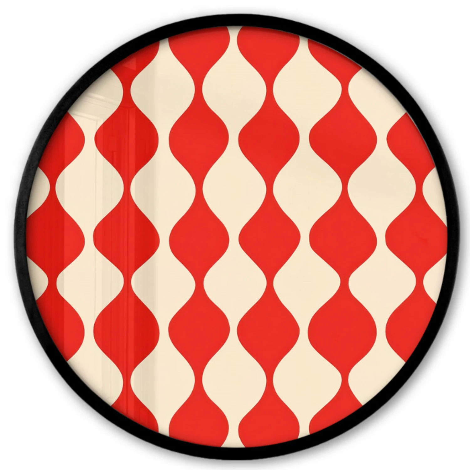 Golvend patroon - Retro - Rood - Beige Fotolijst rond zonder passe partout klein 856 -3d