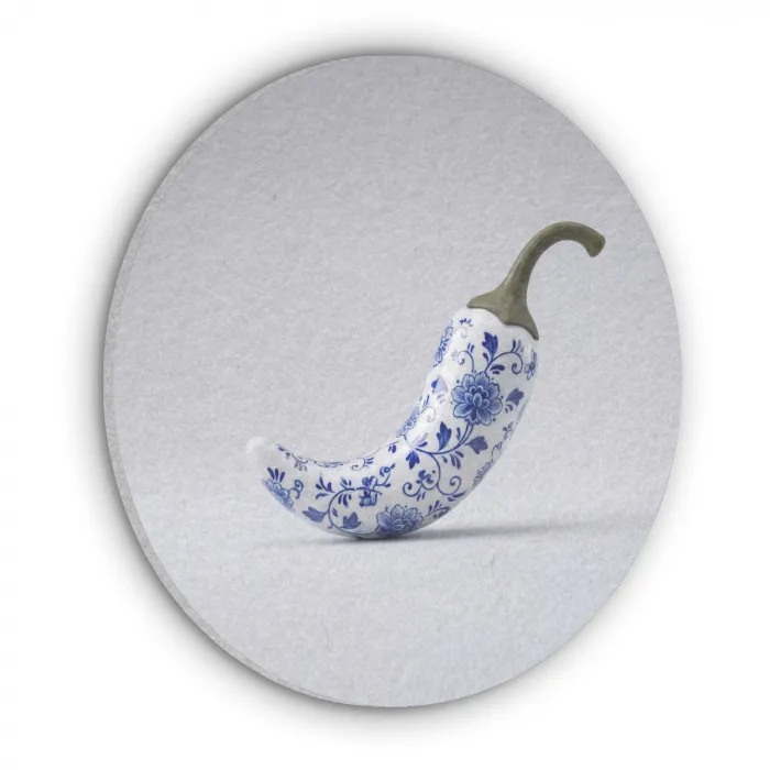 Chilipeper - Keramiek - Blauw Akoestische PET Vilt - Rond klein -3d