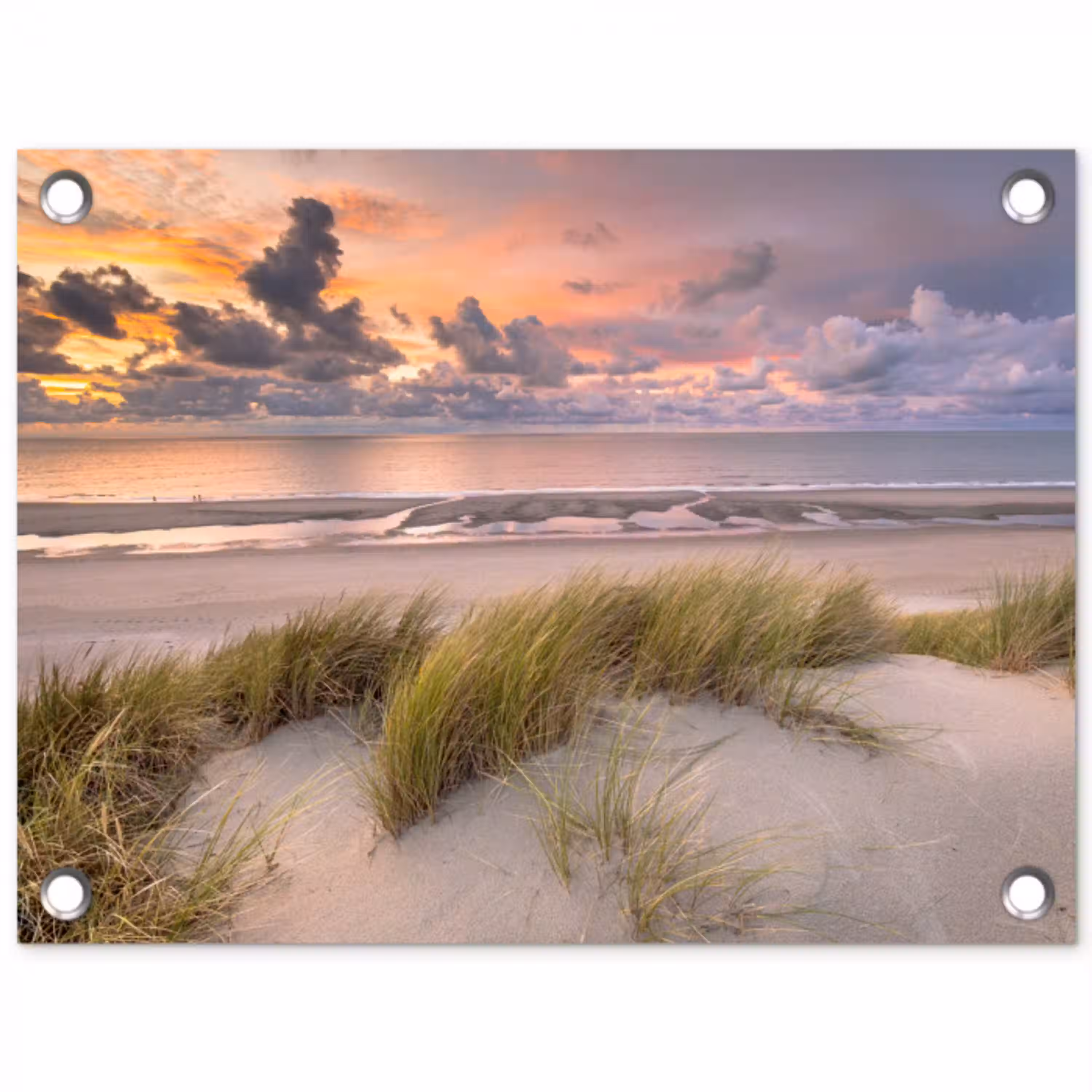 Zonsondergang - Duin - Strand - Planten - Zee tuinposter los doek klein -3d