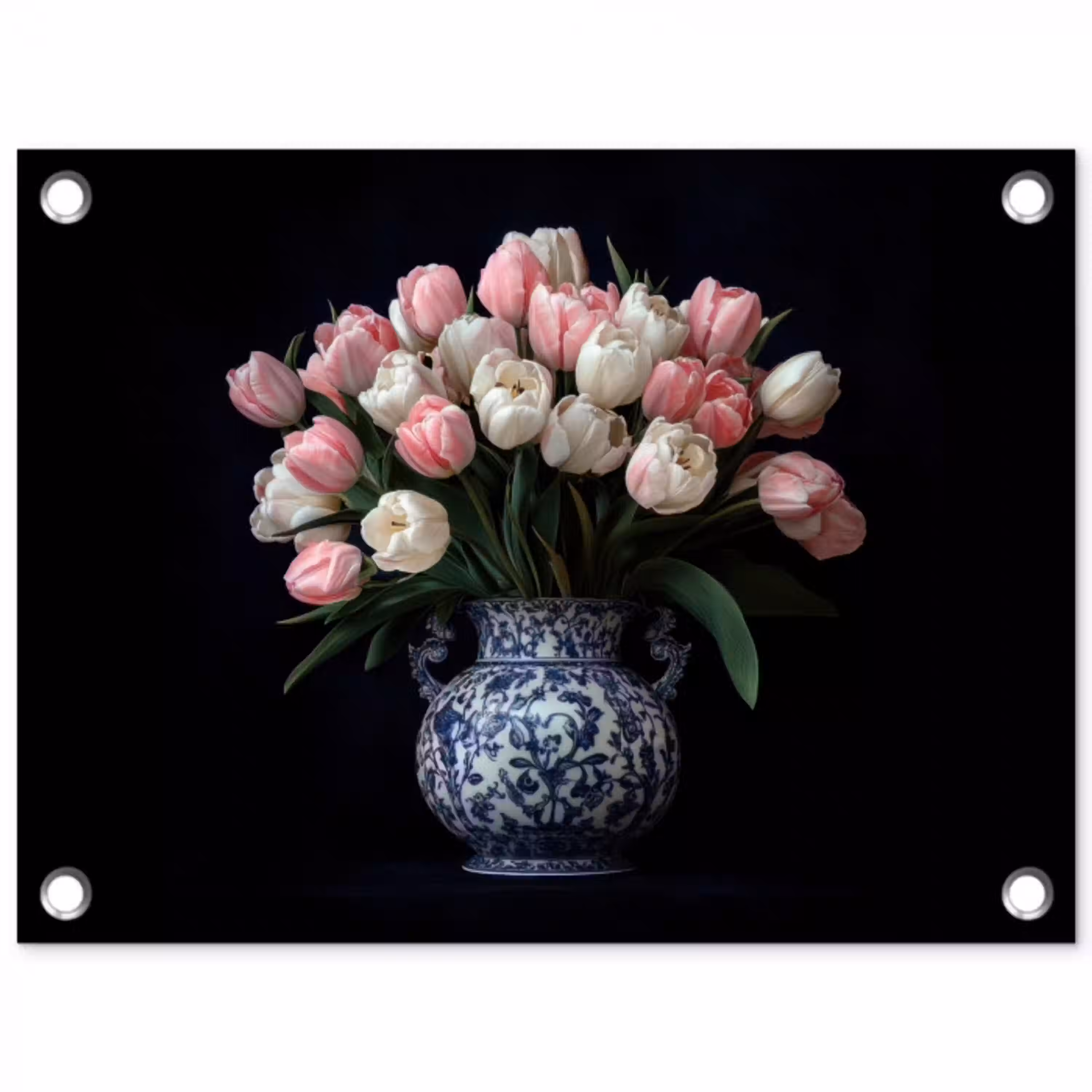 Bloemen - Roze - Tulpen - Vaas tuinposter los doek klein -3d