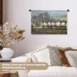Schapen - Rij - Weide - Dieren - Platteland Wandkleed katoen klein -tsfeer1_DE