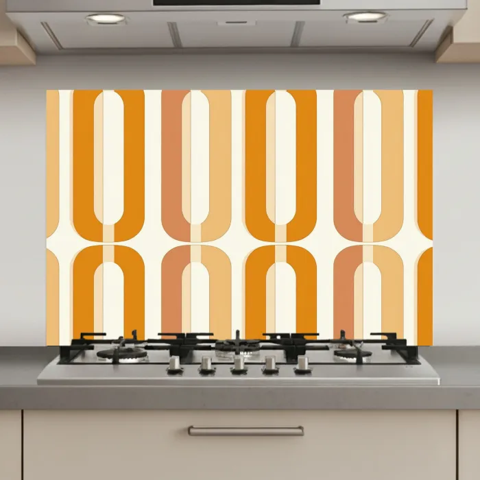 U-vorm - Retro - Oranje keuken achterwand spatscherm klein 900 -3d_website