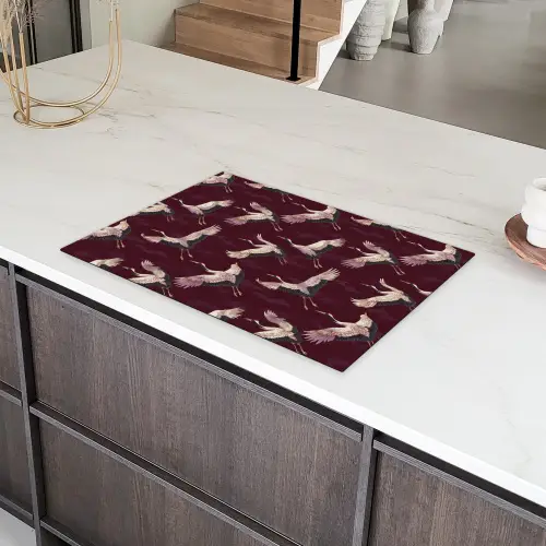 Kraanvogels - Klassiek - Bordeaux Inductie beschermer vinyl 3mm klein 276 -sfeer8