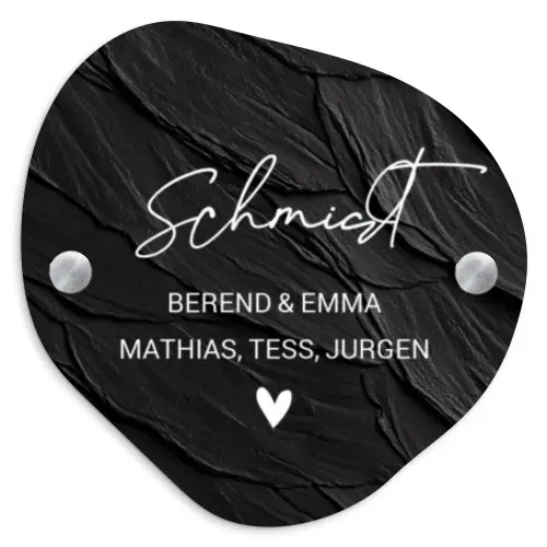 Leisteen - Sierlijk Naambord Organisch middel -3d