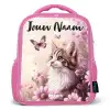 Kitten - Vlinders - Paars - Bloemen Kinderrugzak - Roze middel -3d