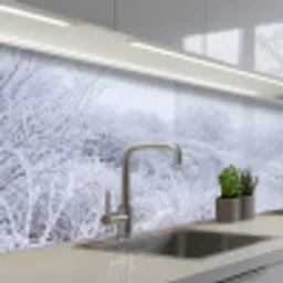 Rivier - Sneeuw - Bos - Winter - Schilderachtig keuken achterwand 2 middel -3d_schuin