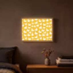 Eendjes - Patroon - Geel Light Box met batterij (Wandlamp) middel 907 -sfeer4