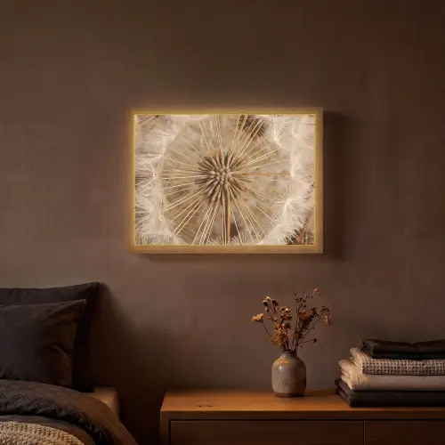 Paardenbloem - Bloemen - Natuur - Bruin Light Box met batterij (Wandlamp) middel -sfeer4