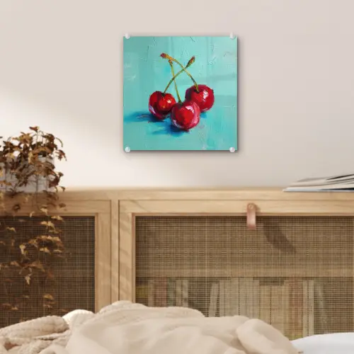 Kersen - Rood - Drie - Geverfd plexiglas 5mm klein -sfeer4
