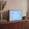 Blauw - Wit - You fuckin rock Light Box met batterij (Wandlamp) middel -sfeer2