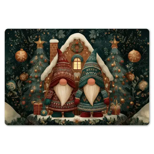 Kerst - Gnomen - Peperkoekhuisje - Rood - Groen Placemat vinyl groot -zzsfeer1_Kitchenyeah-website