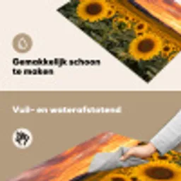 Zonnebloemen - Heuvellandschap - Geel Inductie beschemer met haakjes klein -ky-schoon-nl